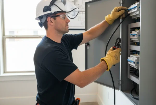 Master electrician upgrading electrical panel in North Texas home